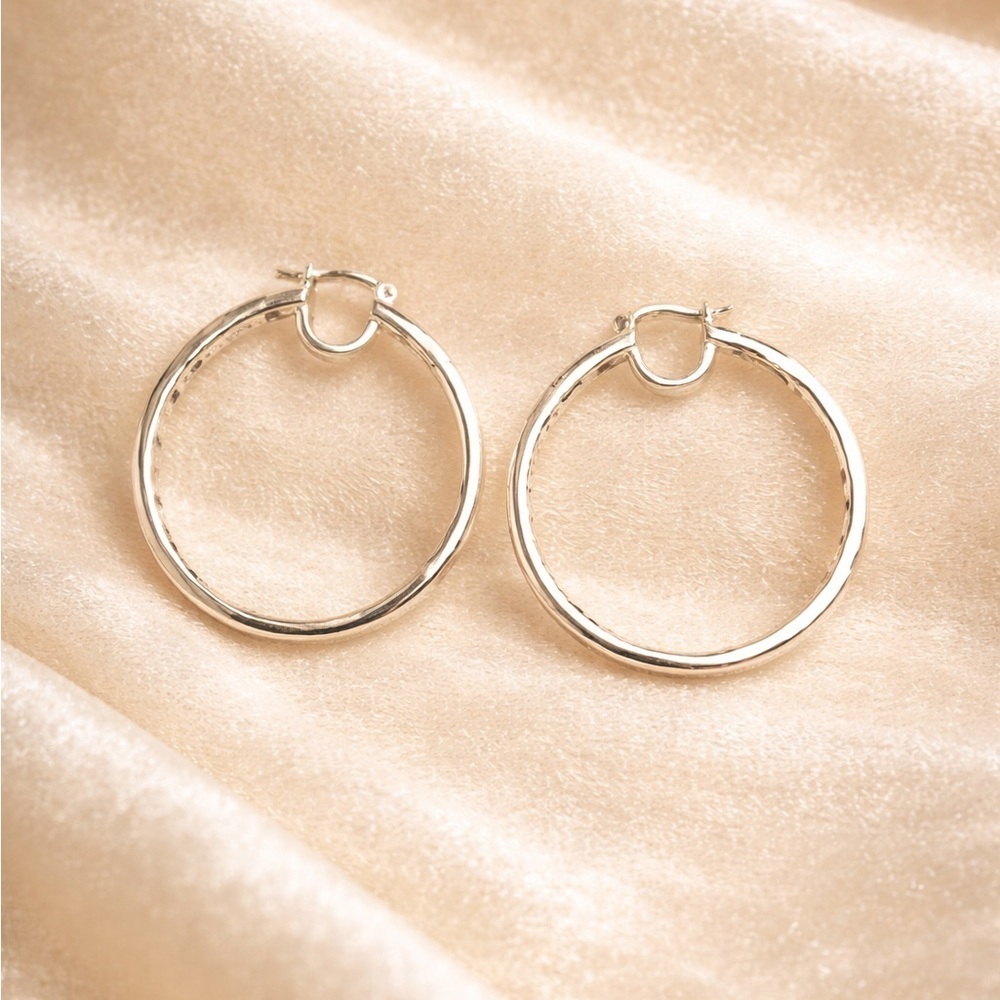 Luxury Silver Greek Key Hoop Earrings - Picture 4 of 4